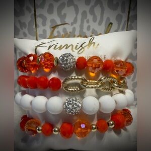 New ERIMISH Bracelets - Orange, White & Silver w/ Glitterballs